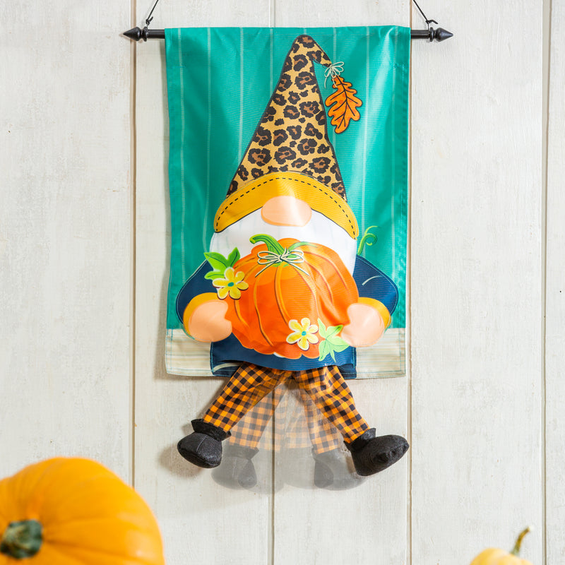 Fall Gnome with Pumpkin Garden Kickin Flag,169275mbl