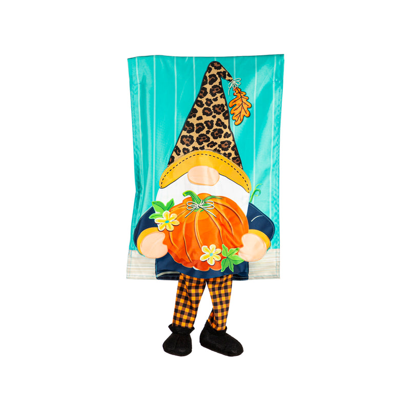 Fall Gnome with Pumpkin Garden Kickin Flag,169275mbl