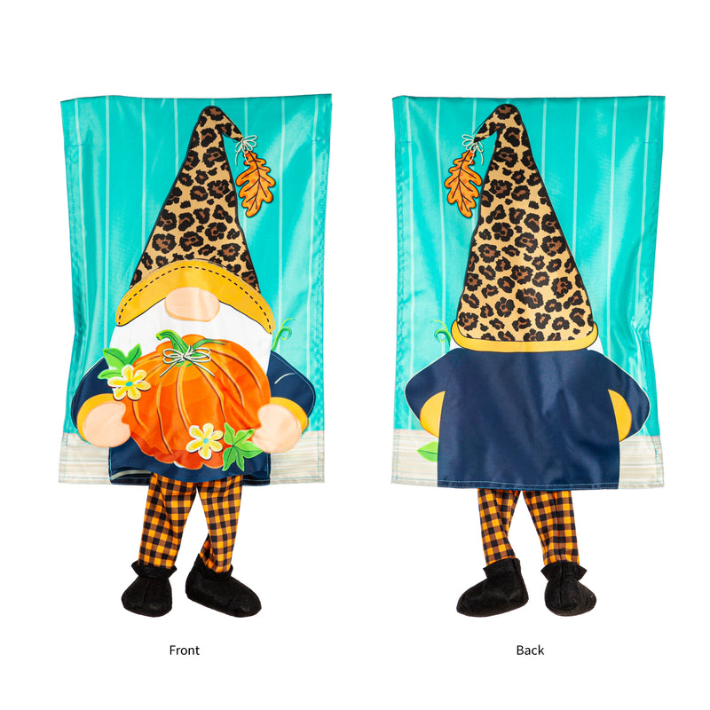 Fall Gnome with Pumpkin Garden Kickin Flag,169275mbl