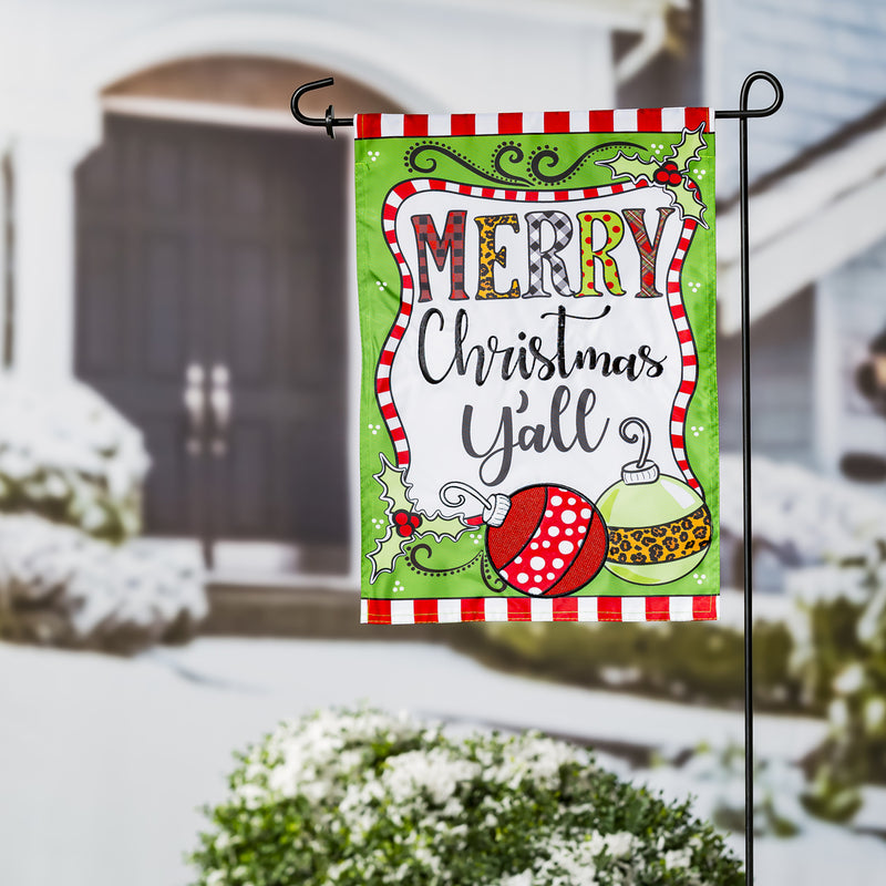 Merry Christmas Y'all Garden Applique Flag,169335