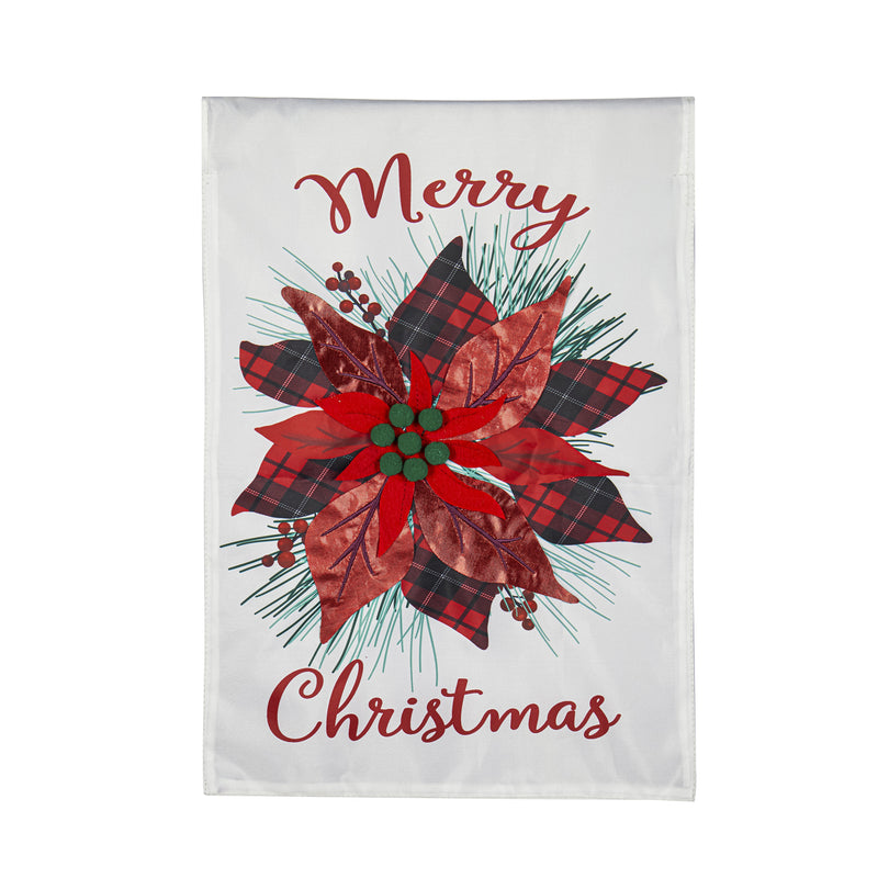 Buffalo Check Poinsettia Garden Applique Flag,169414