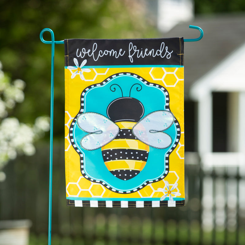 Buzzing Bee Welcome Garden Applique Flag,169451