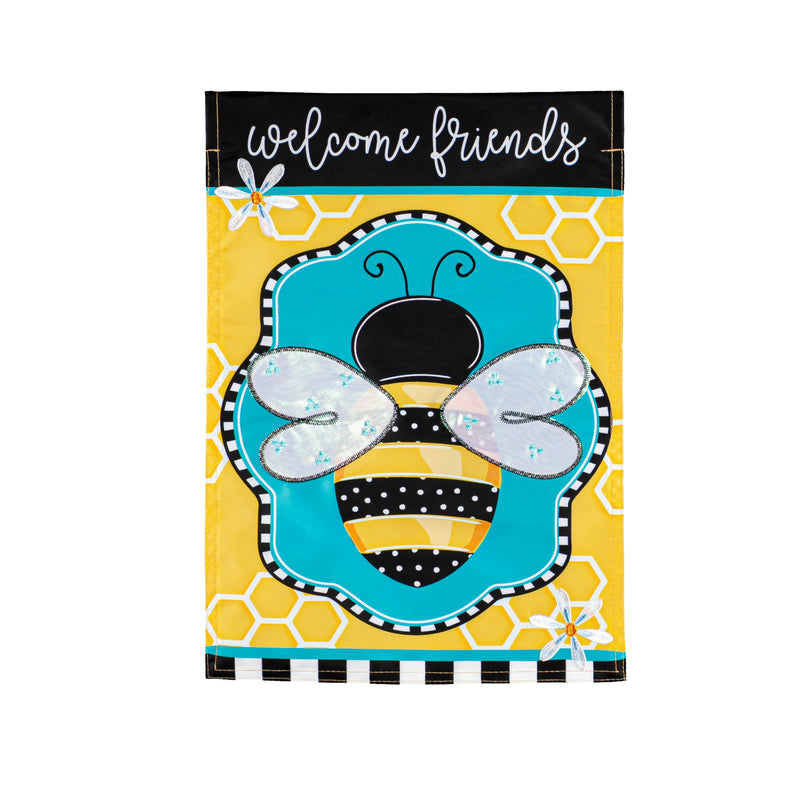 Buzzing Bee Welcome Garden Applique Flag,169451