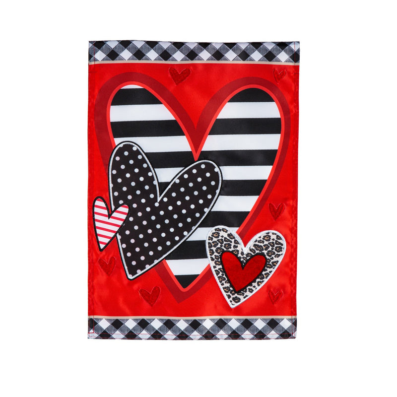 Patterned Heart Applique Garden Flag,169657