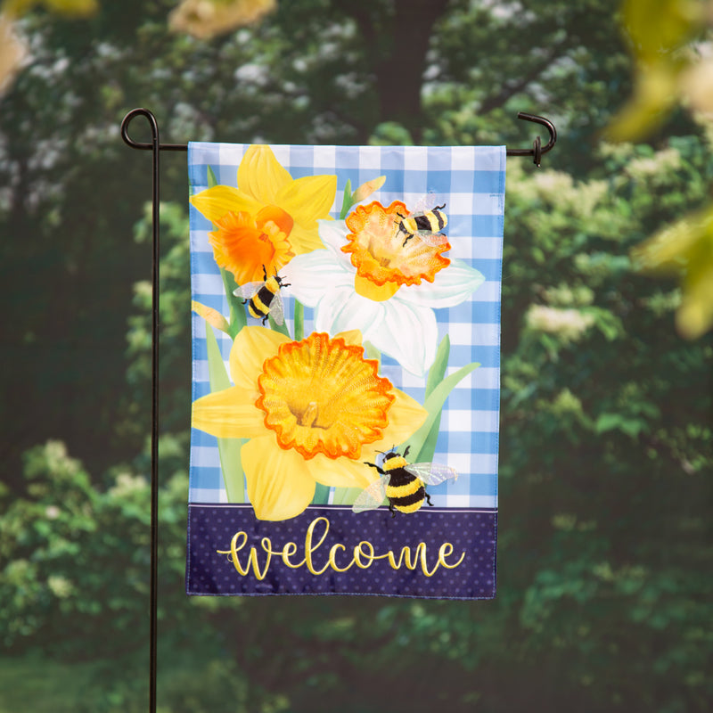 Daffodils & Bees Applique Garden Flag,169680