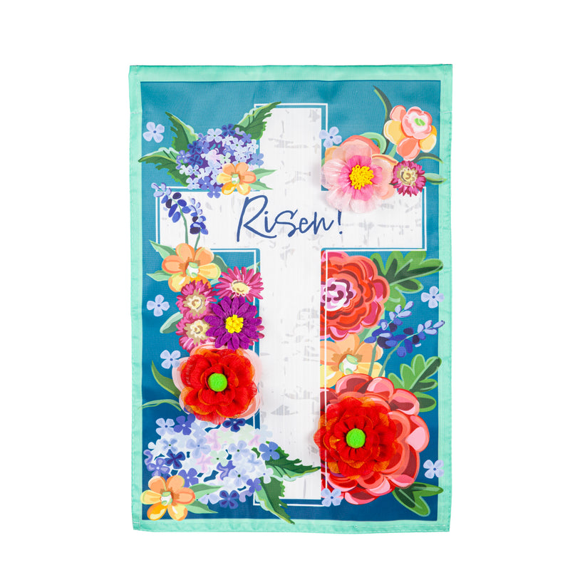 Floral Easter Cross Applique Garden Flag,169694