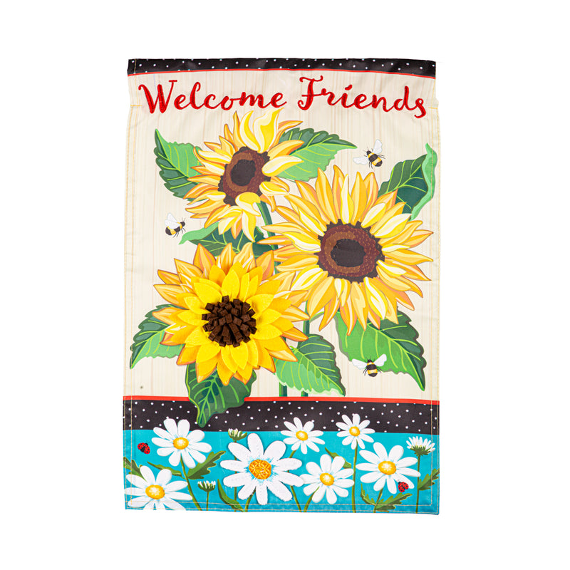 Sunflowers and Daisies Applique Garden Flag,169706