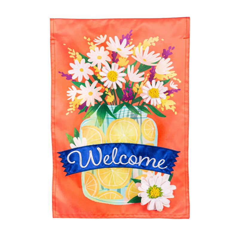 Jar of Lemons and Florals Applique Garden Flag,169797