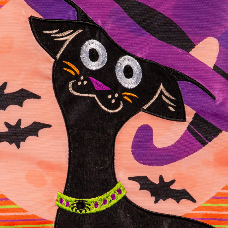 Cat With Witch Hat Applique Garden Flag,169866