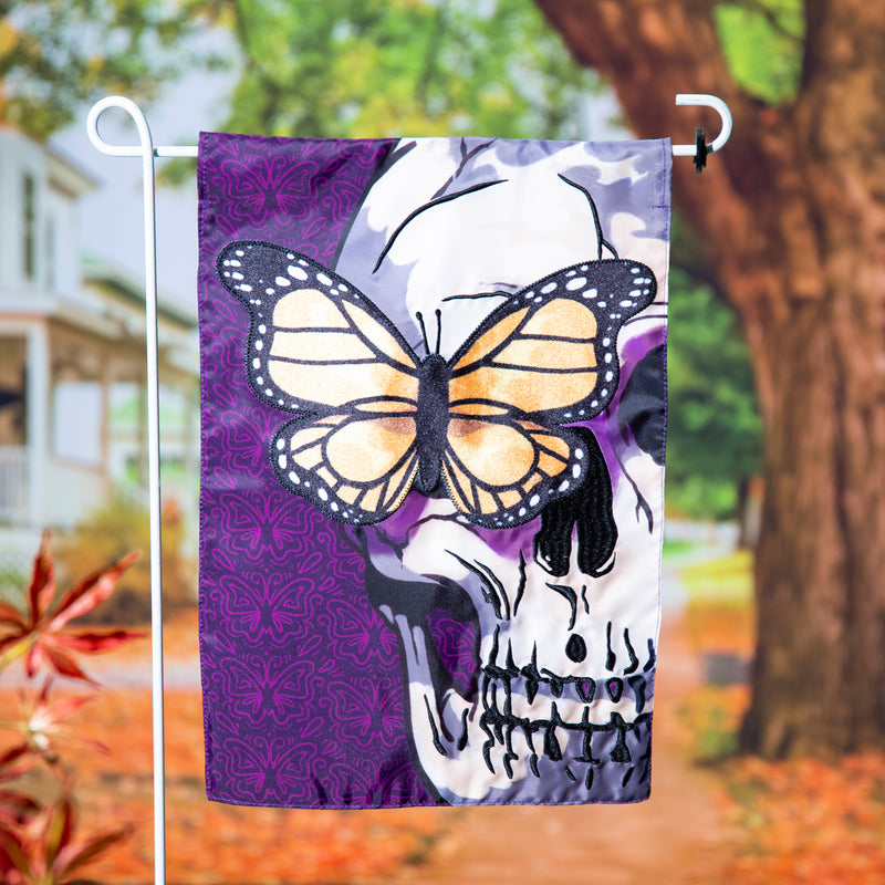 Butterfly Skull Applique Garden Flag,169868