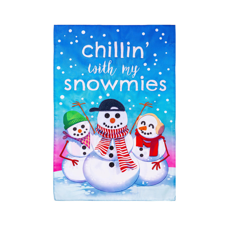 Chillin with My Snowmies Applique Garden Flag,169899