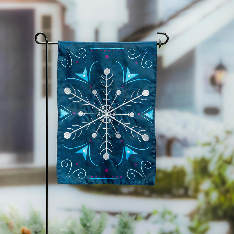 Blue Snowflake Applique Garden Flag,169901