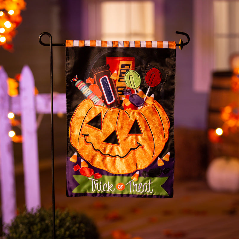 Trick or Treat Halloween Pumpkin Bucket Applique Garden Flag,169903