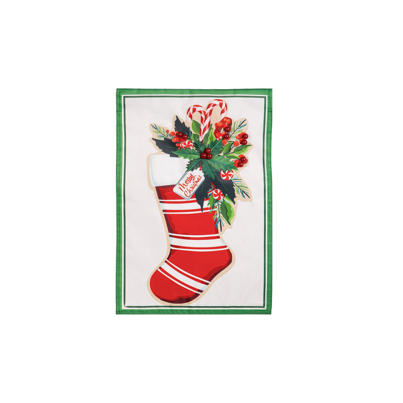 Merry Christmas Stocking Applique Garden Flag,169914