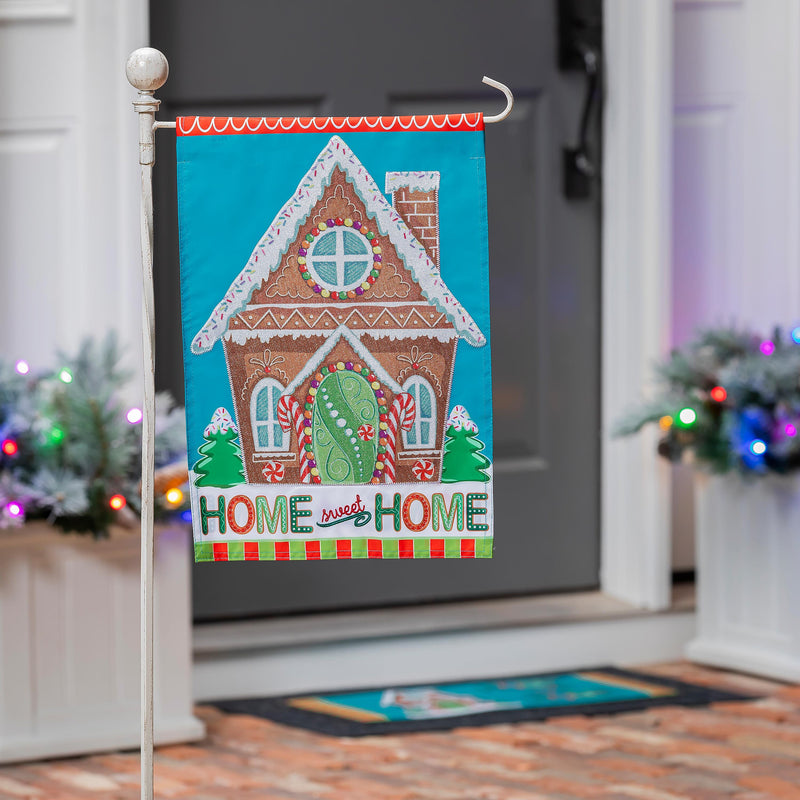 Gingerbread Home Sweet Home Applique Garden Flag,169916