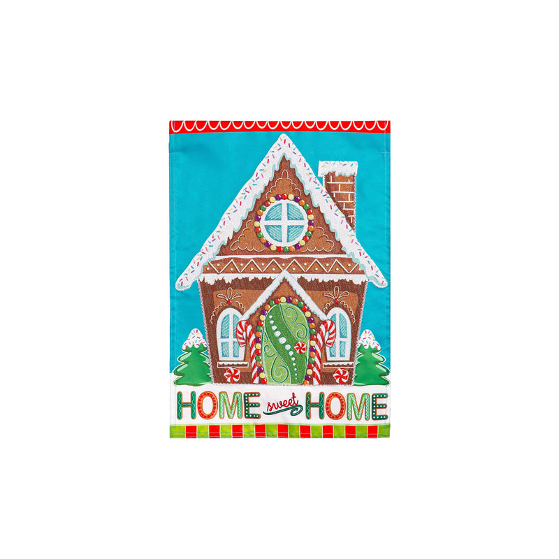 Gingerbread Home Sweet Home Applique Garden Flag,169916