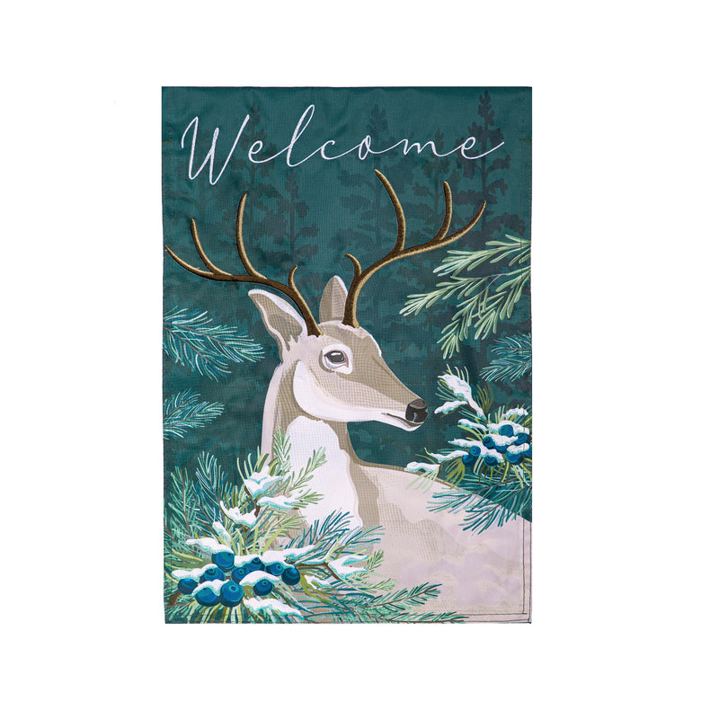 Woodland Deer Welcome Applique Garden Flag,169922