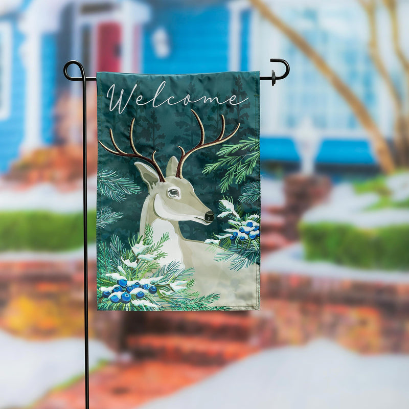 Woodland Deer Welcome Applique Garden Flag,169922