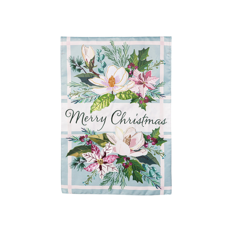 Merry Christmas Floral Applique Garden Flag,169934