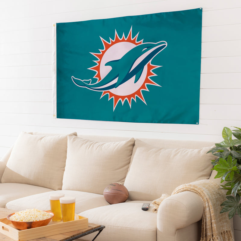 3'x5' Single Sided Flag w/ 2 Grommets, Miami Dolphins,173816