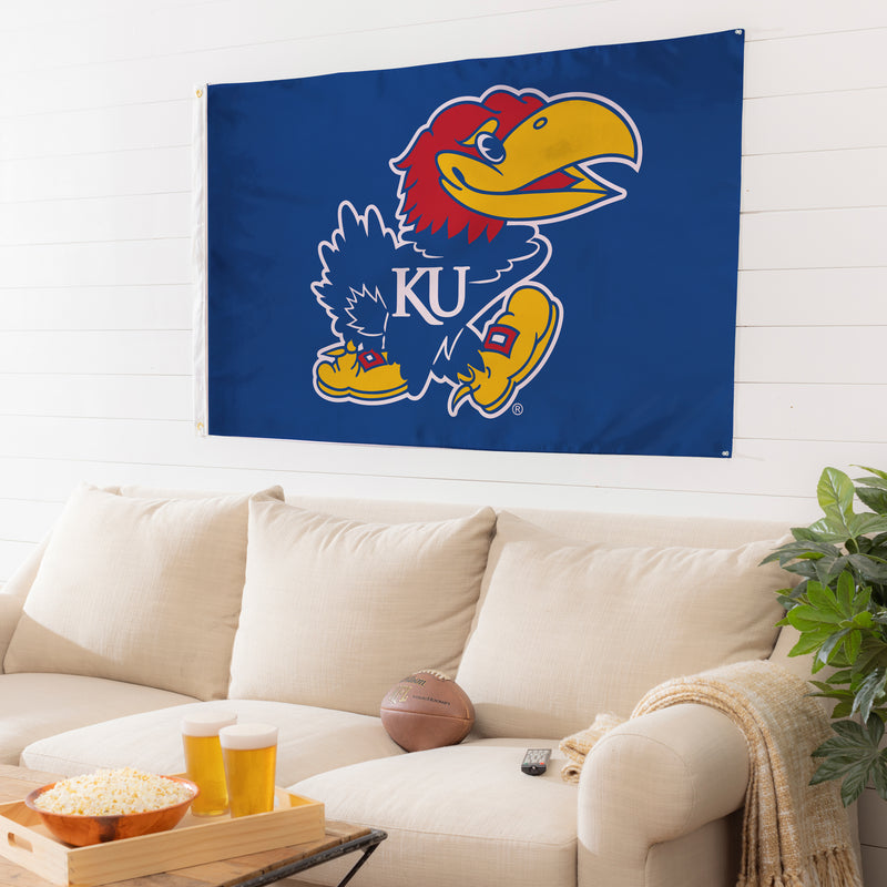 3'x5' Single Sided Flag w/ 2 Grommets, University of Kansas,17996