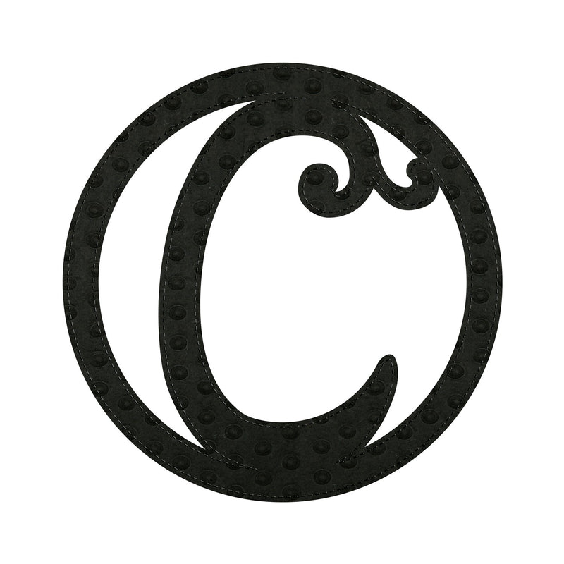 10" Pin-On Black Embossed Felt Monogram Letter C,20072pc