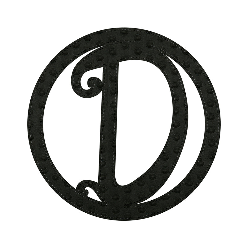 10" Pin-On Black Embossed Felt Monogram Letter D,20072pd