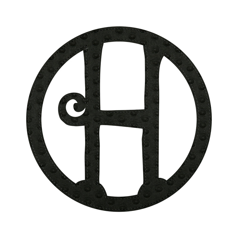 10" Pin-On Black Embossed Felt Monogram Letter H,20072ph