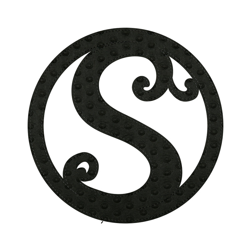 10" Pin-On Black Embossed Felt Monogram Letter S,20072ps