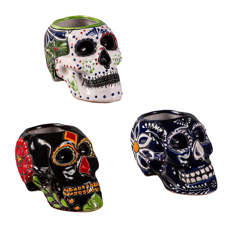 8" H Ceramic Skull Planter,2cg0565