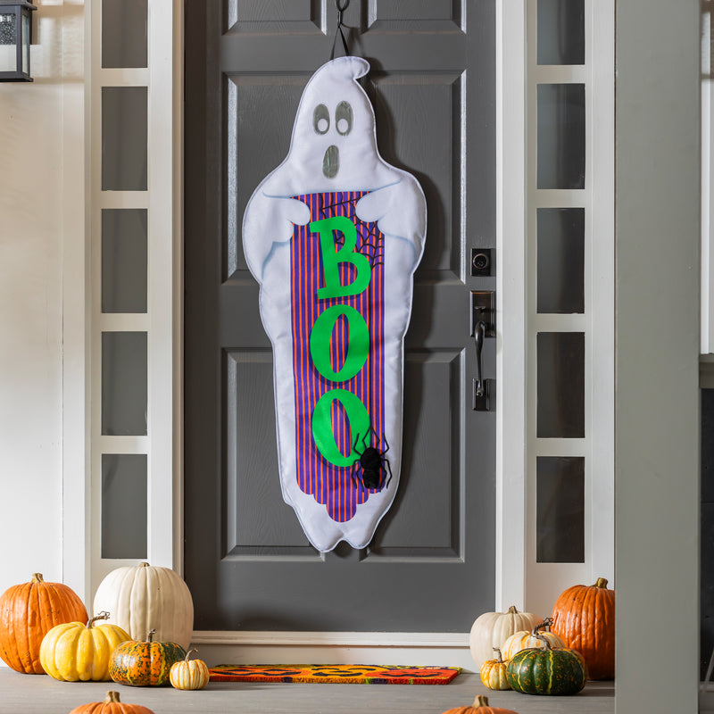 Boo Ghost with Iridescent Eyes and 3D Spider Door Banner,2db2601