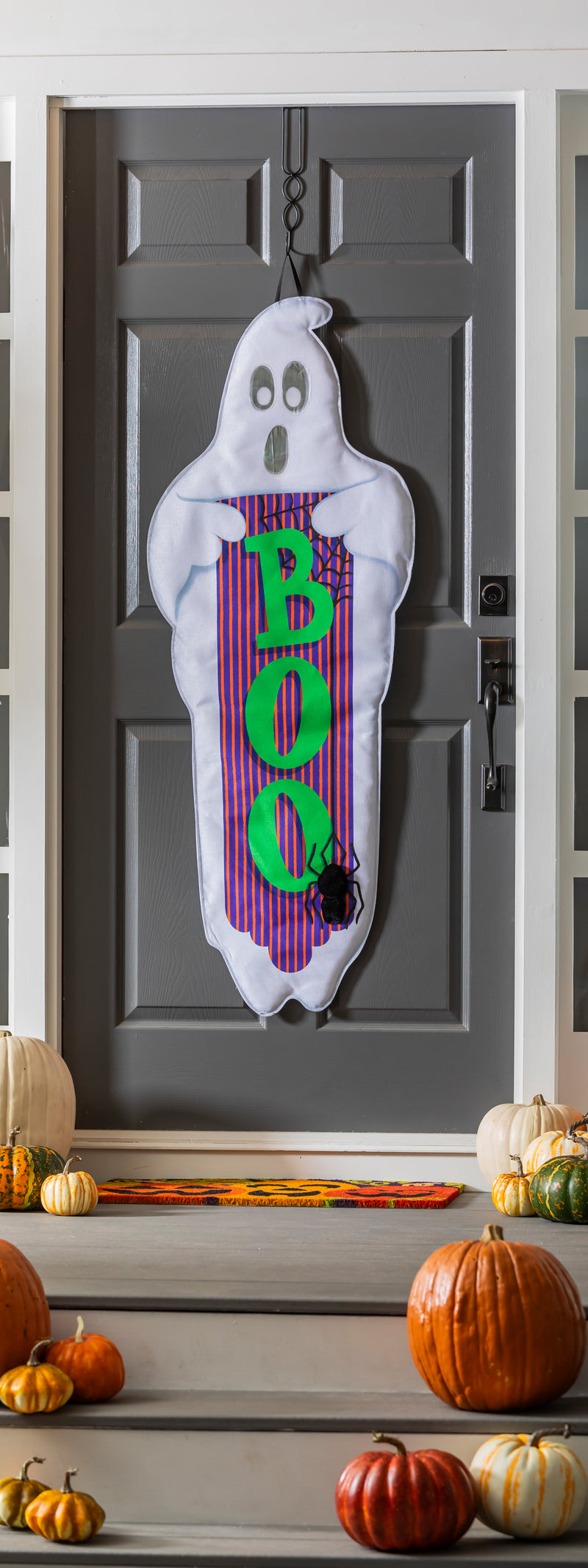 Boo Ghost with Iridescent Eyes and 3D Spider Door Banner,2db2601