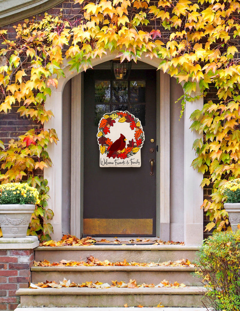 Welcome Friends & Family Cardinal/Christmas Wreath Double Sided Estate Door Décor,2deb2569fb