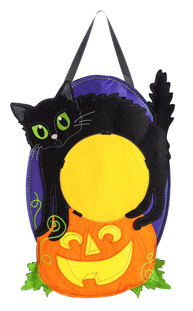 Jack O'Lantern Cat Felt Door Décor,2dhf1074