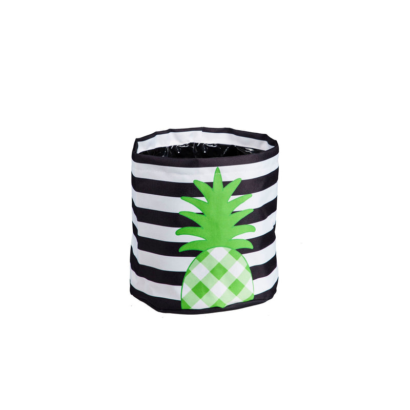 Check Pineapple Round Fabric Planters, Set of 4,2fp008