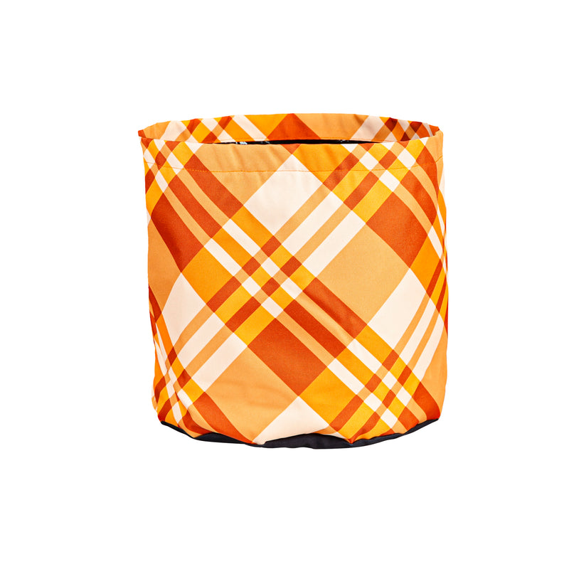 Fall Plaid Round Fabric Planters, Set of 3,2fp014