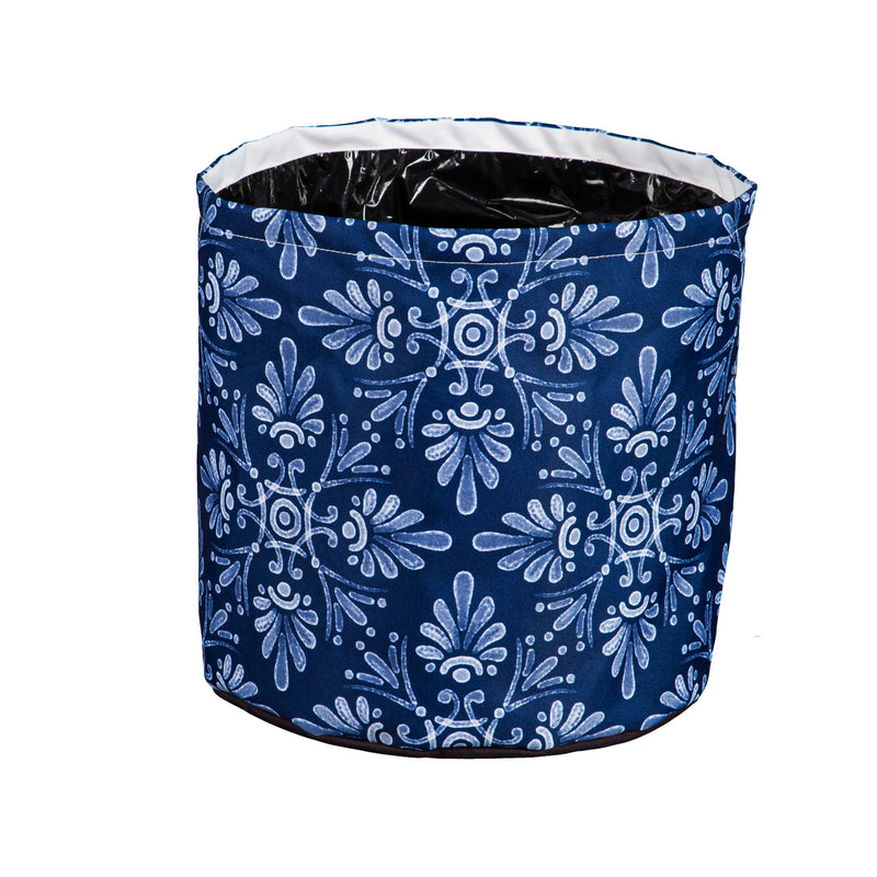 Oasis Blue Floral Round Fabric Planters,2fp7020a