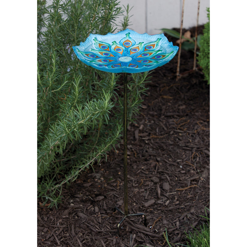 Birdbath on Stake, Peacock,2gb209