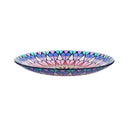 18" Hand Painted and Embossed Glass Bird Bath, Pink/Purple Tiles,2gb6992