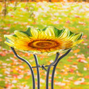 18" Hand Painted and Embossed Shaped Bird Bath, Sunflower,2gb7019