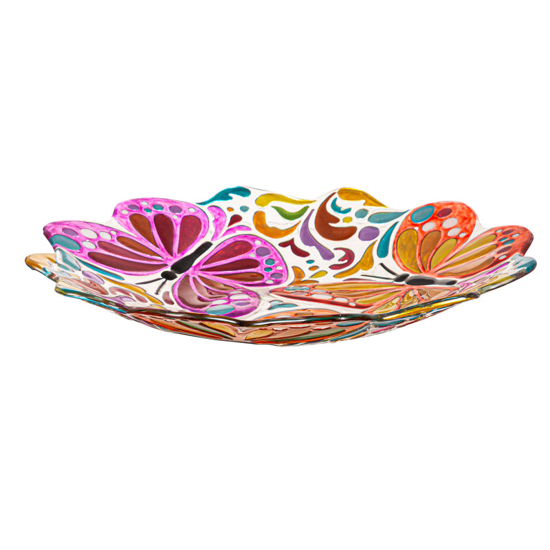 18" Sculpted Edge Butterfly Glass Bird Bath,2gb7175