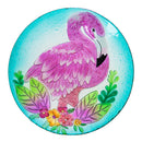 18" Hand Painted Embossed Glass Birdbath, Flamingo,2gb807