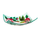 16.5" Hand Painted Embossed Square Glass Bird Bath, Hummingbird duo,2gb833