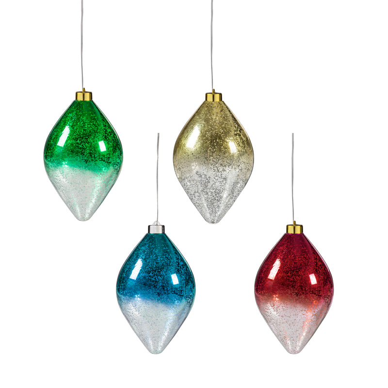 8.5"H Shatterproof Battery Operated Twinkling Multicolor LED Ornament, 4 Asst.,2la1530