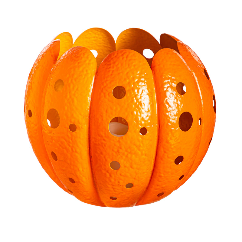 16"H Metal LED Pumpkin Lantern,2la2477