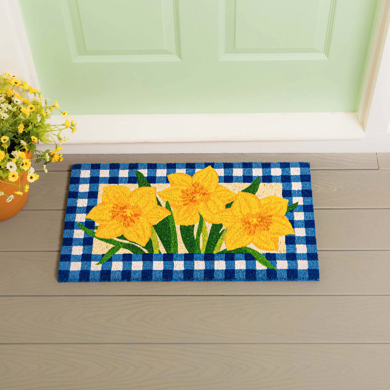 Buffalo Check Daffodils Coir Mat,2rm1078