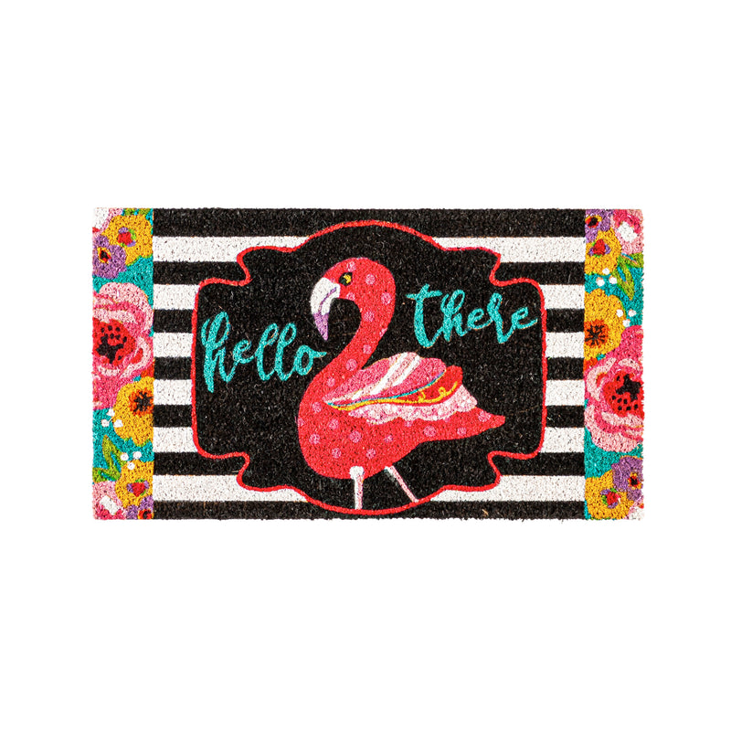 Flamingo Stripes and Flowers Coir Mat,2rm1121