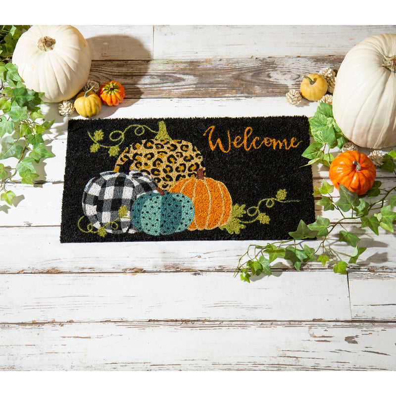 Mixed Print Pumpkins Coir Mat,2rm1128