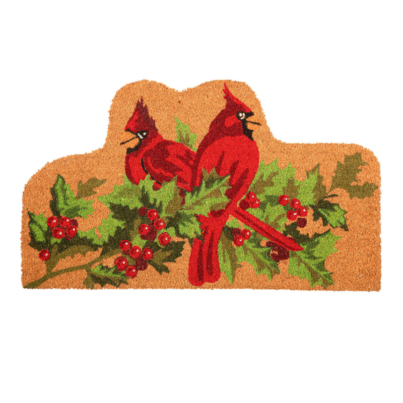 Holiday Cardinals Shaped Coir Mat,2rm1399