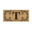 Monogram Flocked Sassafras Coir Switch Mat, Letter T,2rmc1288st